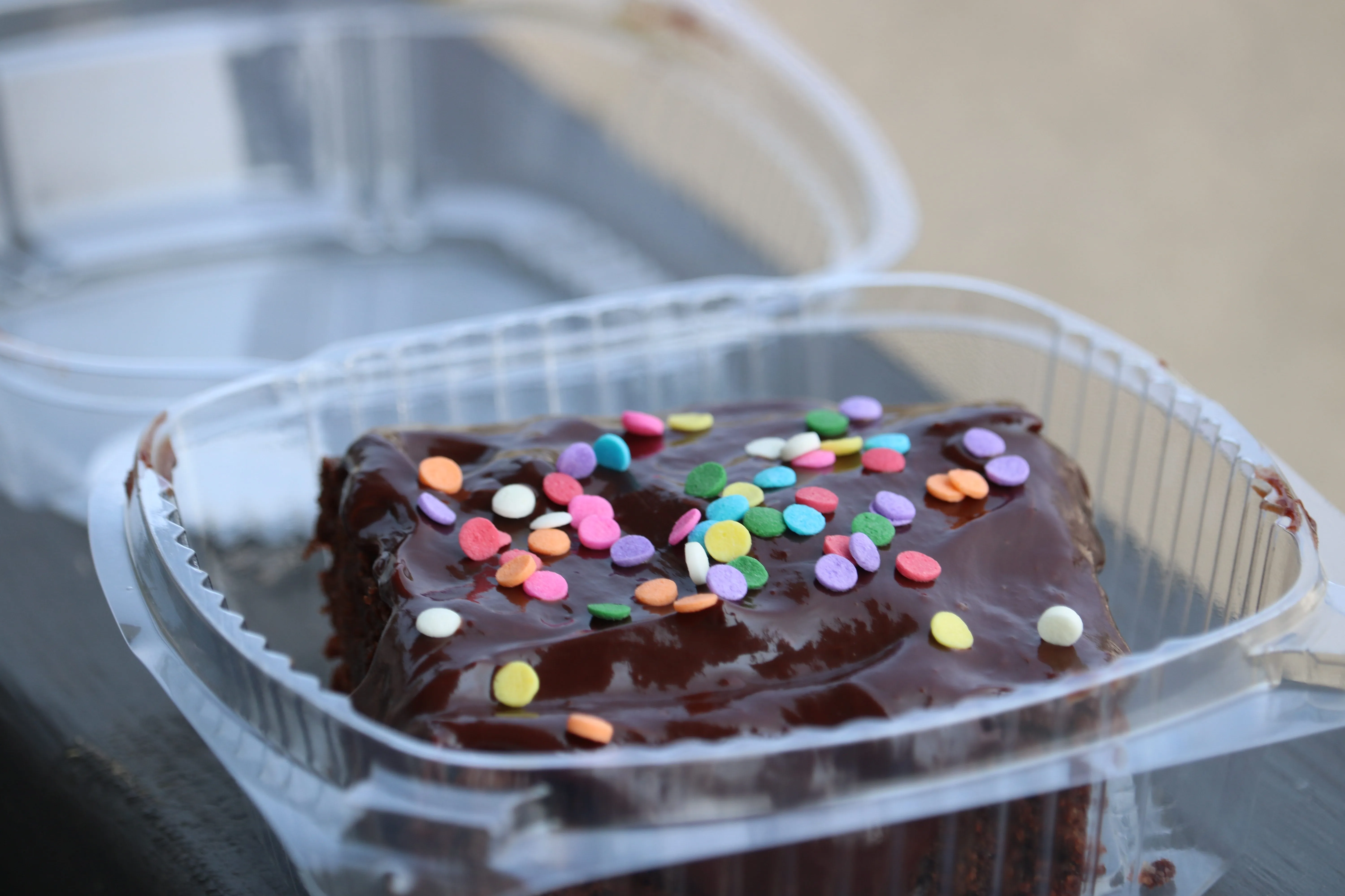 A close up of a delicious brownie